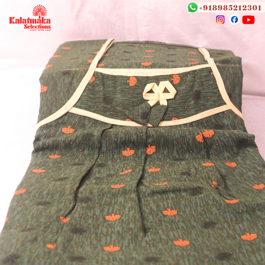 Bright And Dark Green Color Pure Cotton Nightie