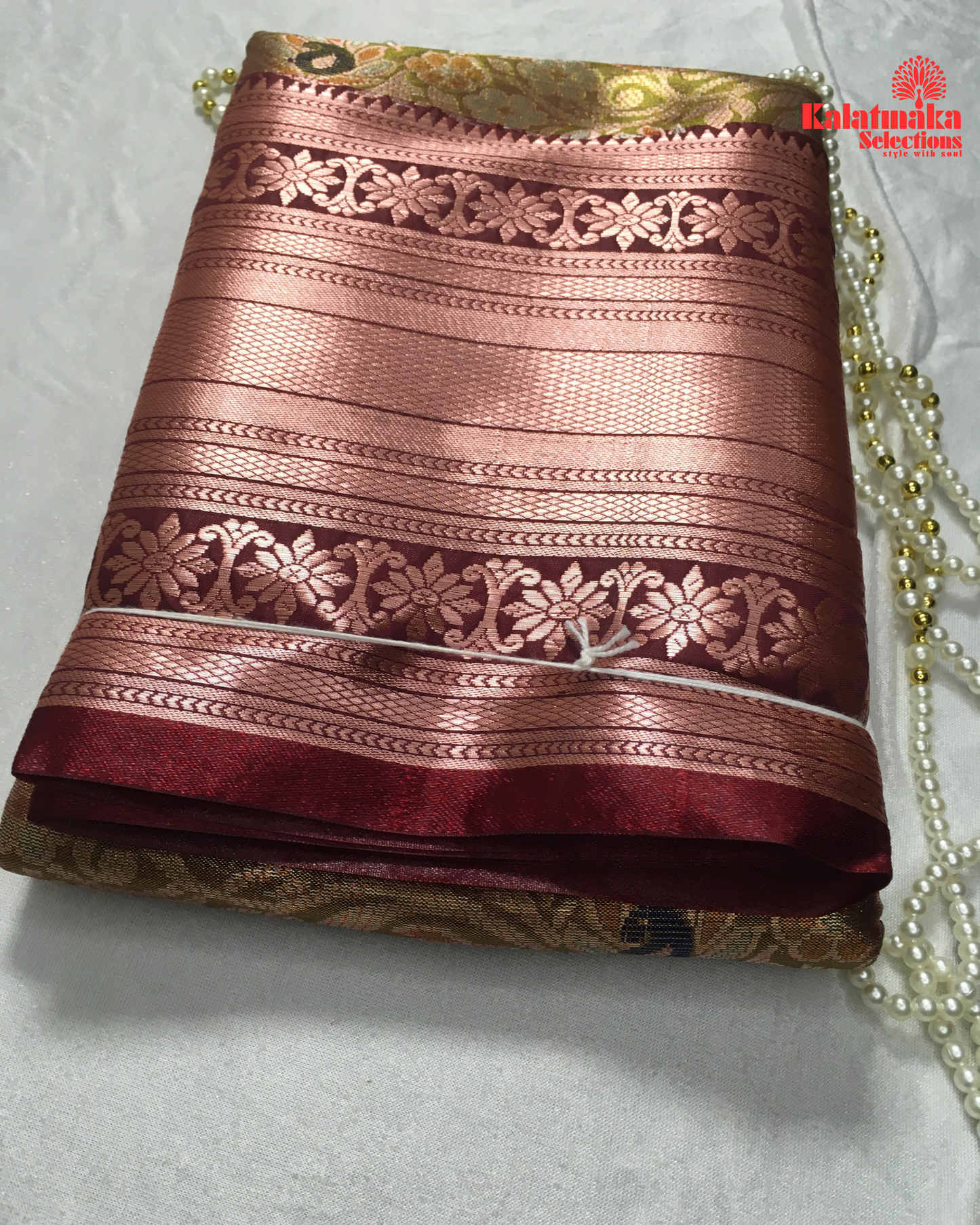 Mehandi Green and Copper Border Pattu Saree