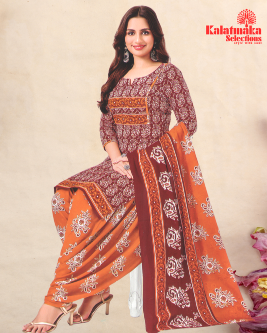 Vibrant Red Color Pure Cotton Dress Material