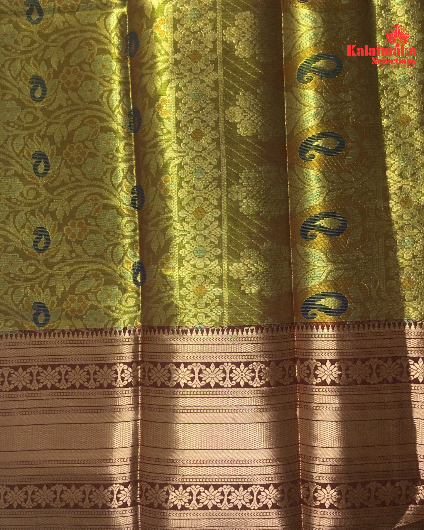 Mehandi Green and Copper Border Pattu Saree