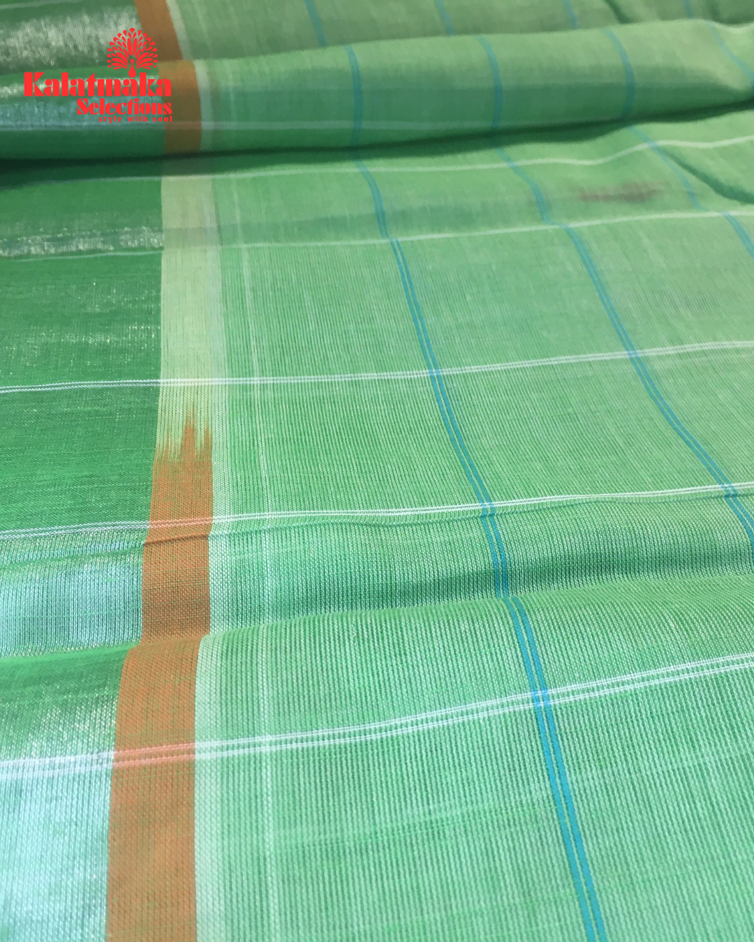 Parrot Green Cotton Pure Saree