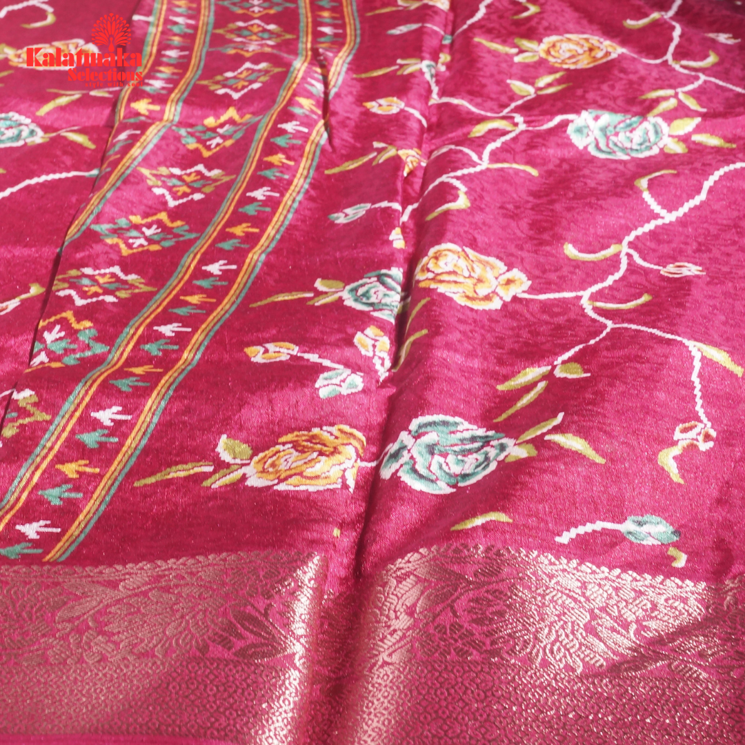 Purple Printed Zakkard Silk Saree
