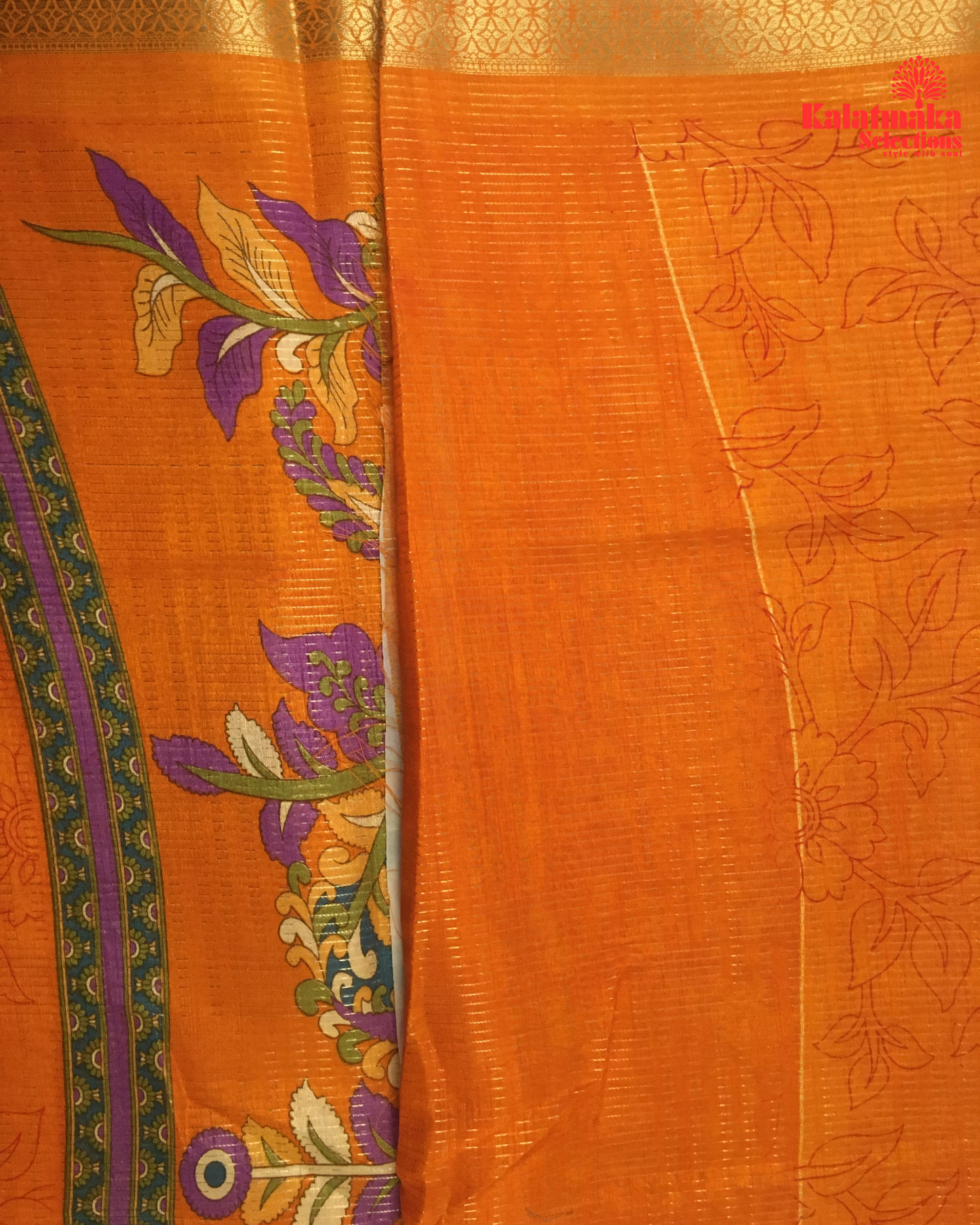 Vibrant Orange Fancy Saree