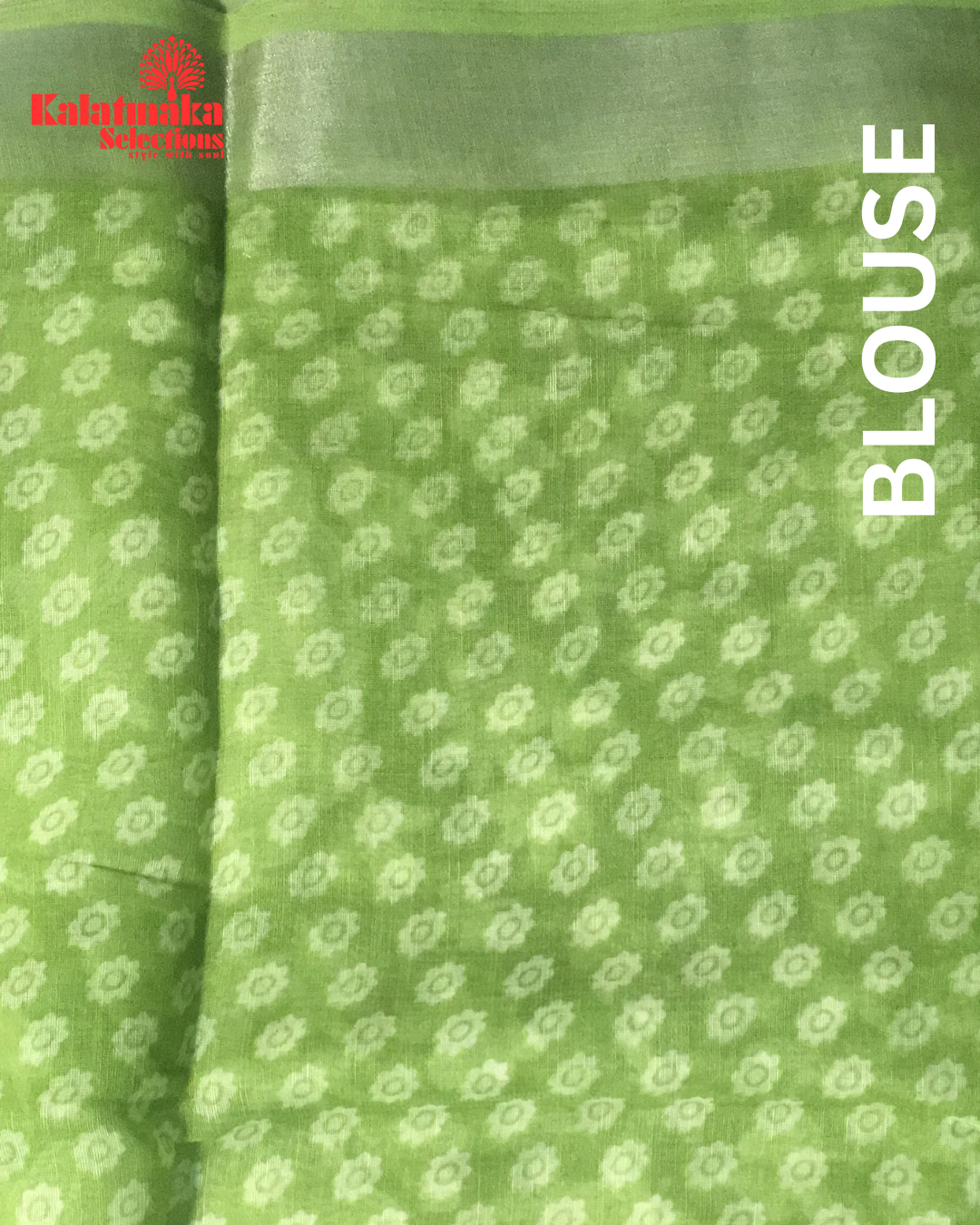 Green Floral Design Linen Fancy Saree