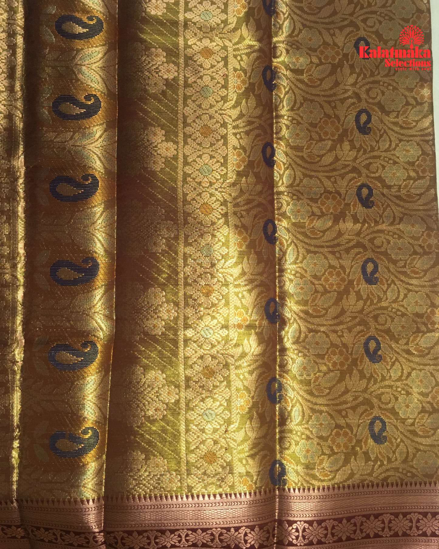 Mehandi Green and Copper Border Pattu Saree