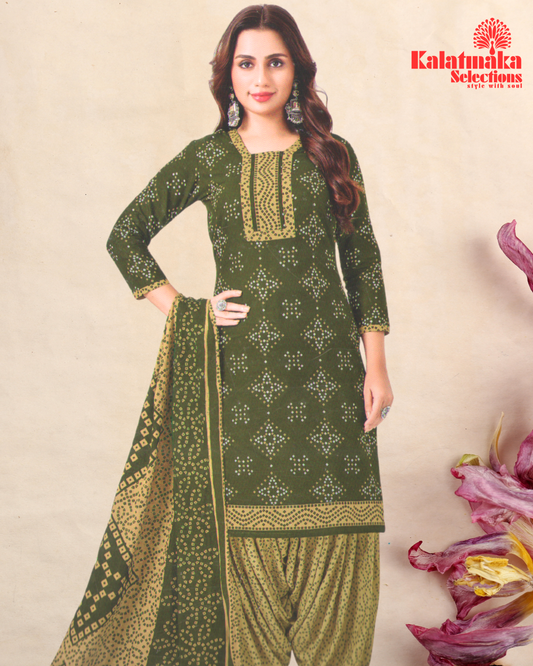 Dark Green Pure Cotton Dress Material