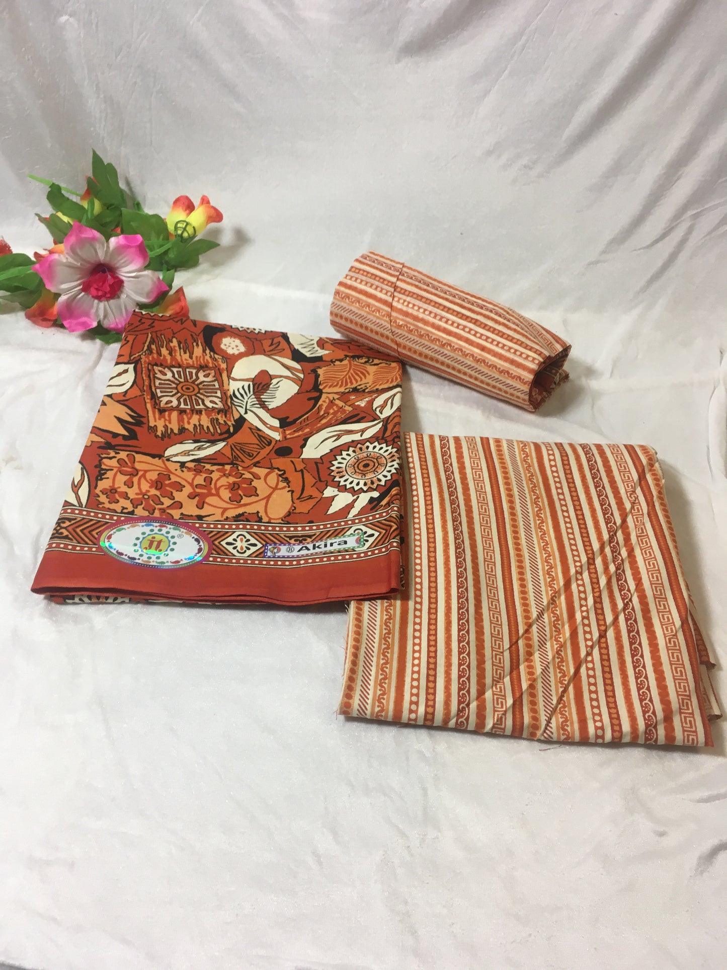 Brick Color Pure Cotton Dress Material