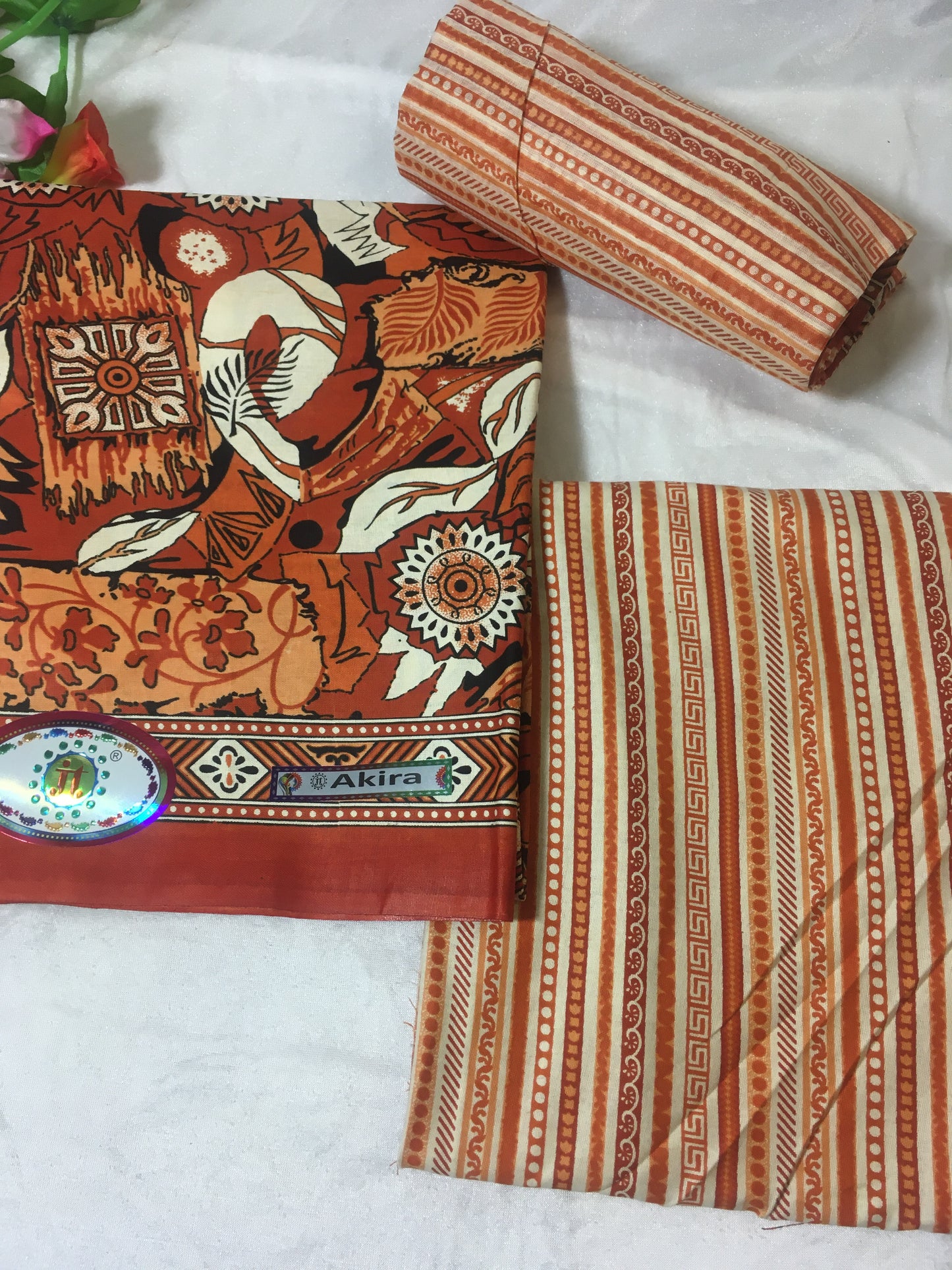 Brick Color Pure Cotton Dress Material