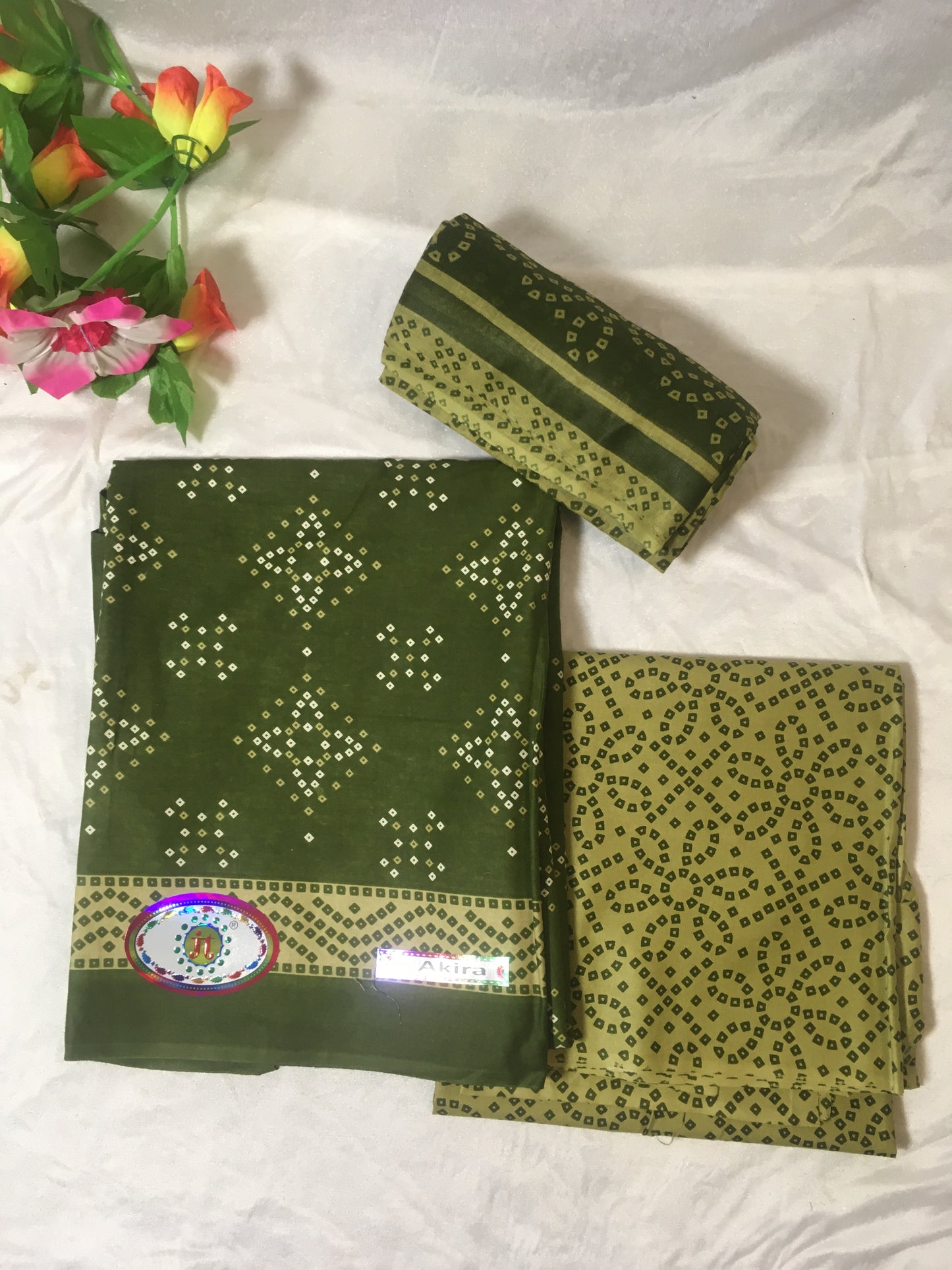 Dark Green Pure Cotton Dress Material