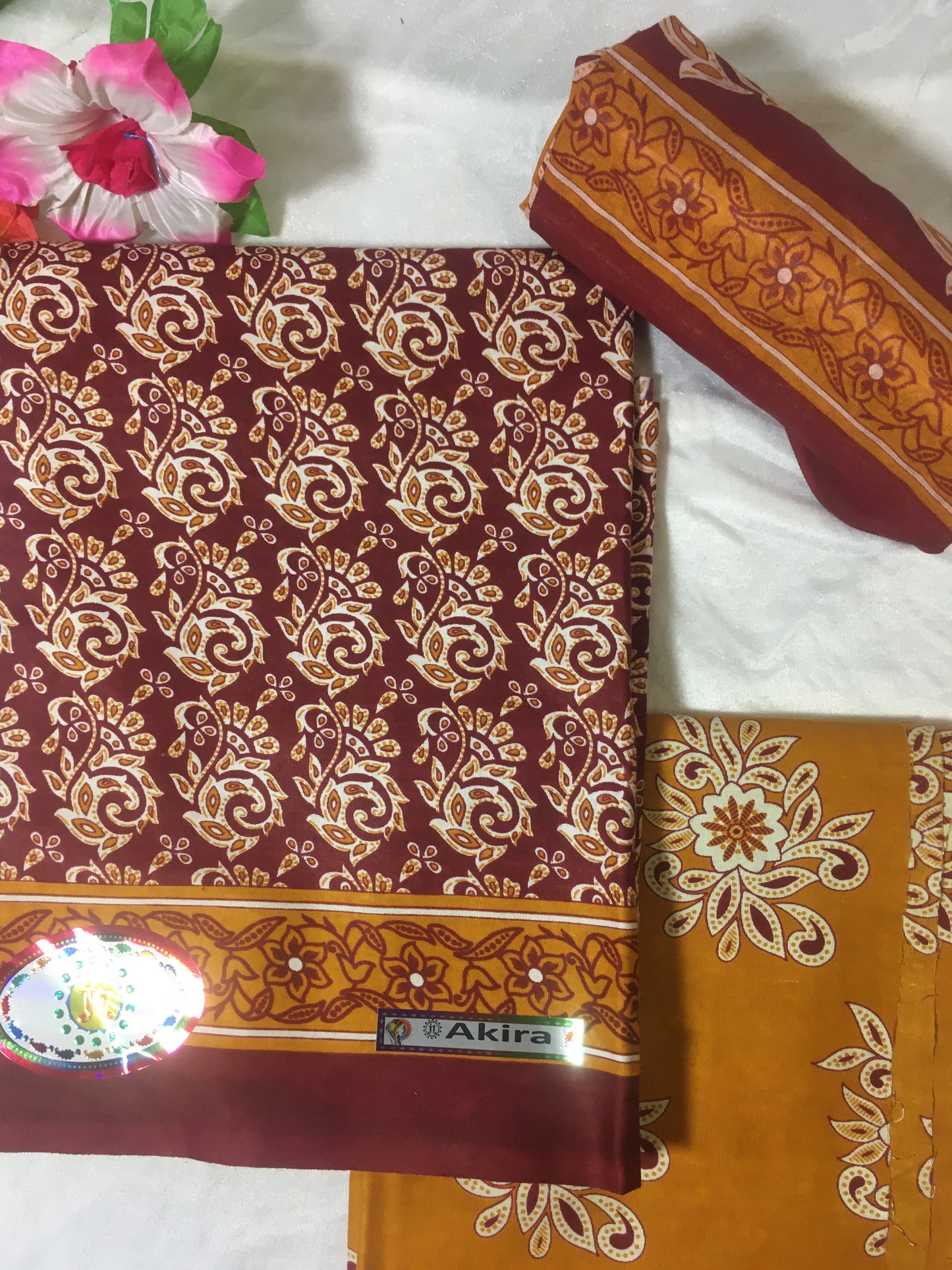 Vibrant Red Color Pure Cotton Dress Material
