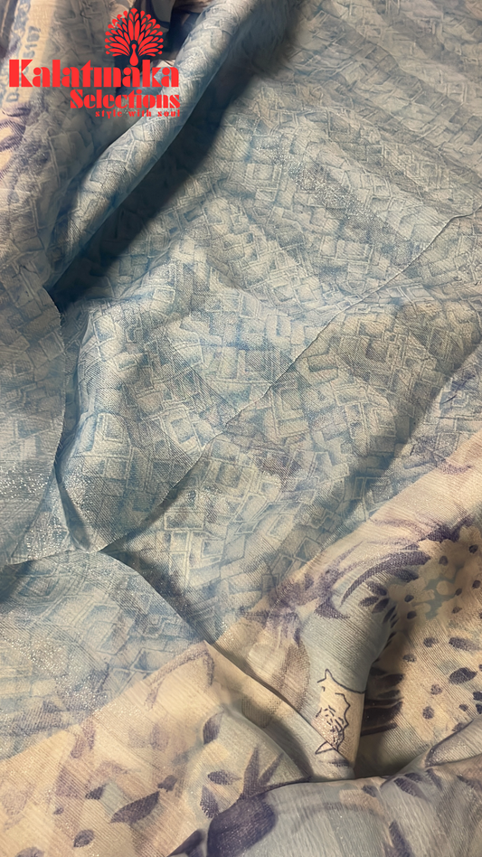 Sky Blue Chiffon Saree