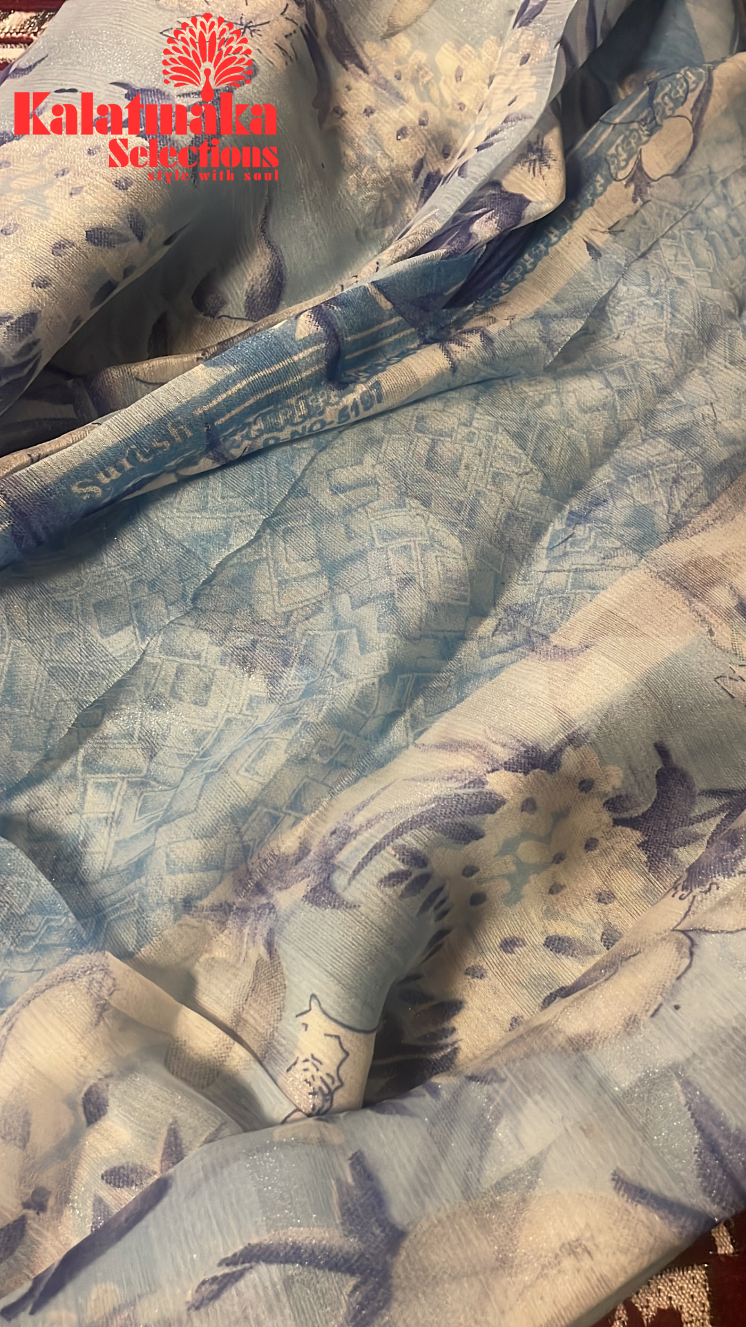 Sky Blue Chiffon Saree