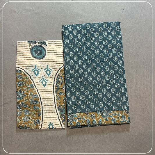 Peacock Blue Simple Butta Handloom cotton with all over design