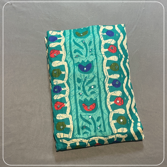 Light Blue Cotton Body Mirror Work with all over Bhandini Print