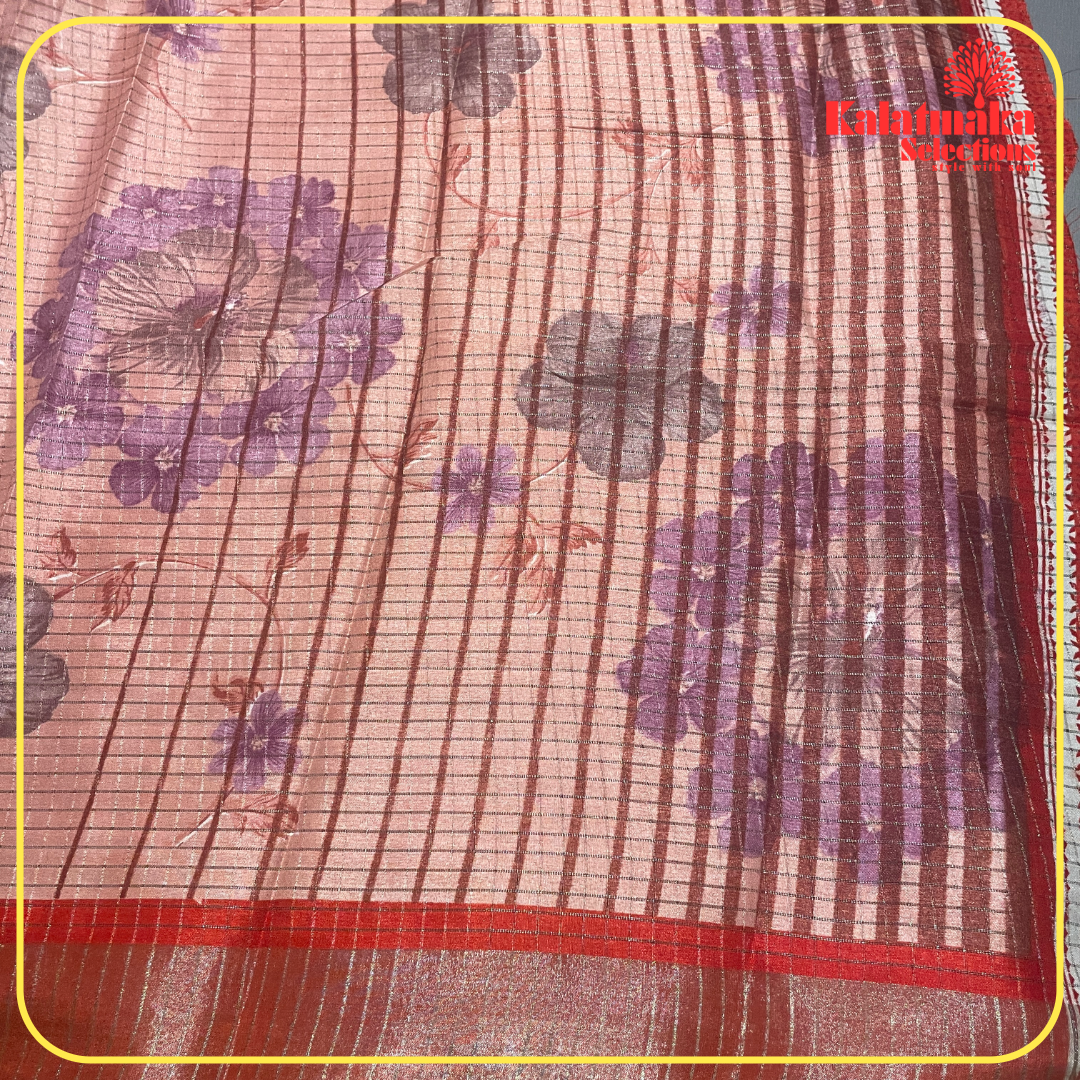 Red color Chaka Chak Uppada Border Zari Fancy Saree with all over Silver Work