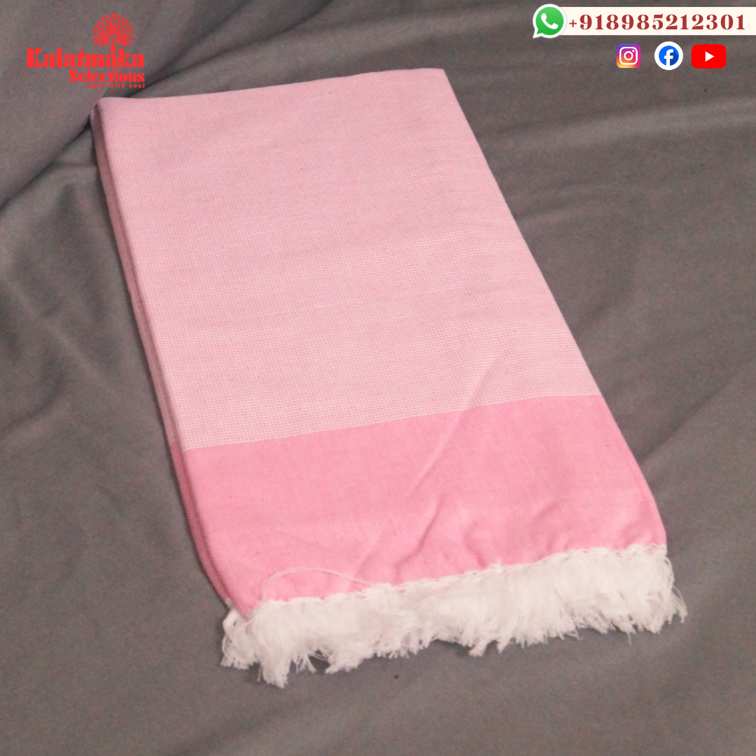 Classic Indian Pure Cotton Towels – Light Pink and Pink with Tassels (30x60)