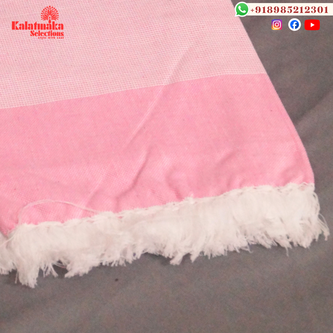 Classic Indian Pure Cotton Towels – Light Pink and Pink with Tassels (30x60)