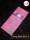 Pink Tissue Fancy Saree with All Over Floral Design