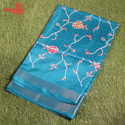 Sea Green Printed Zakkard Silk Saree