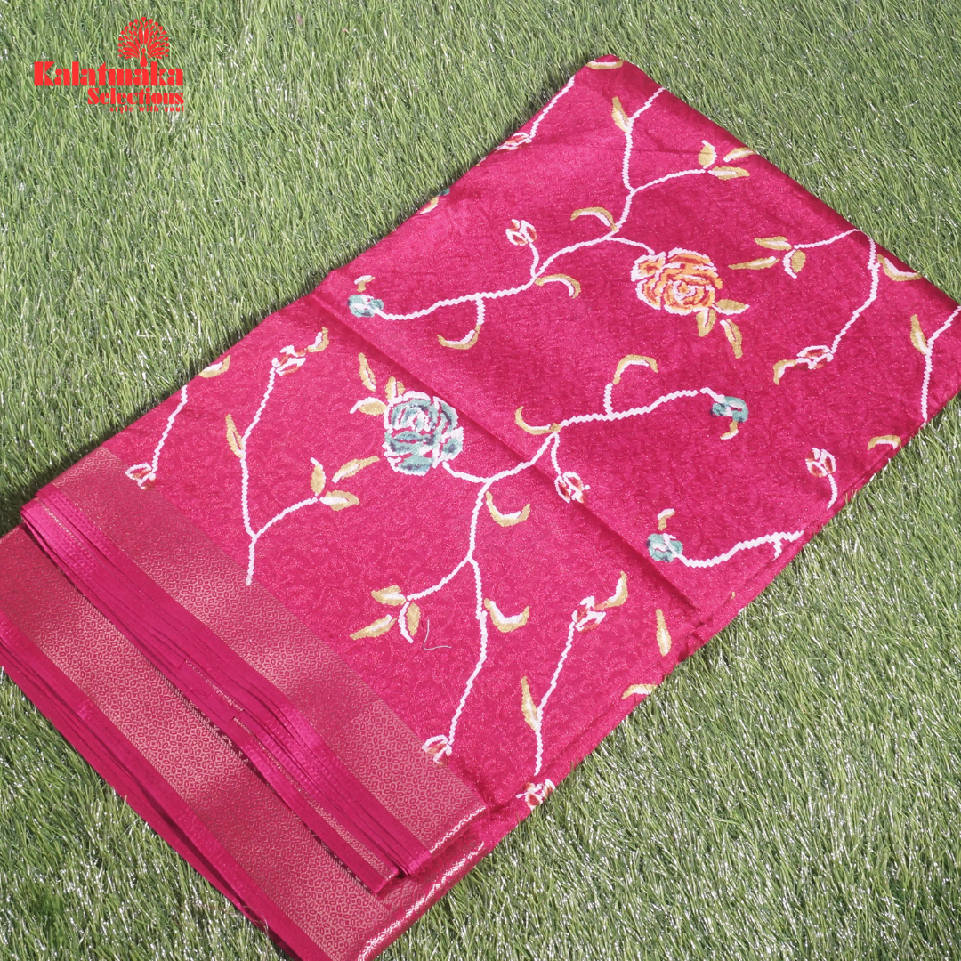 Purple Printed Zakkard Silk Saree
