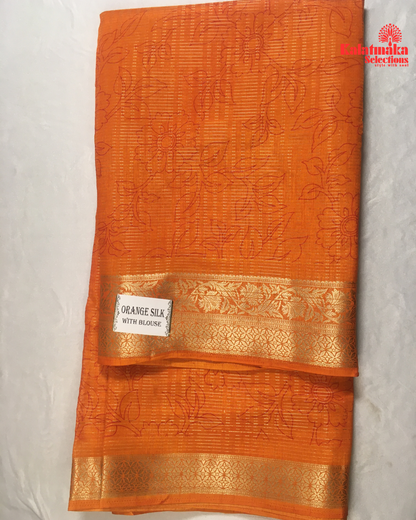 Vibrant Orange Fancy Saree
