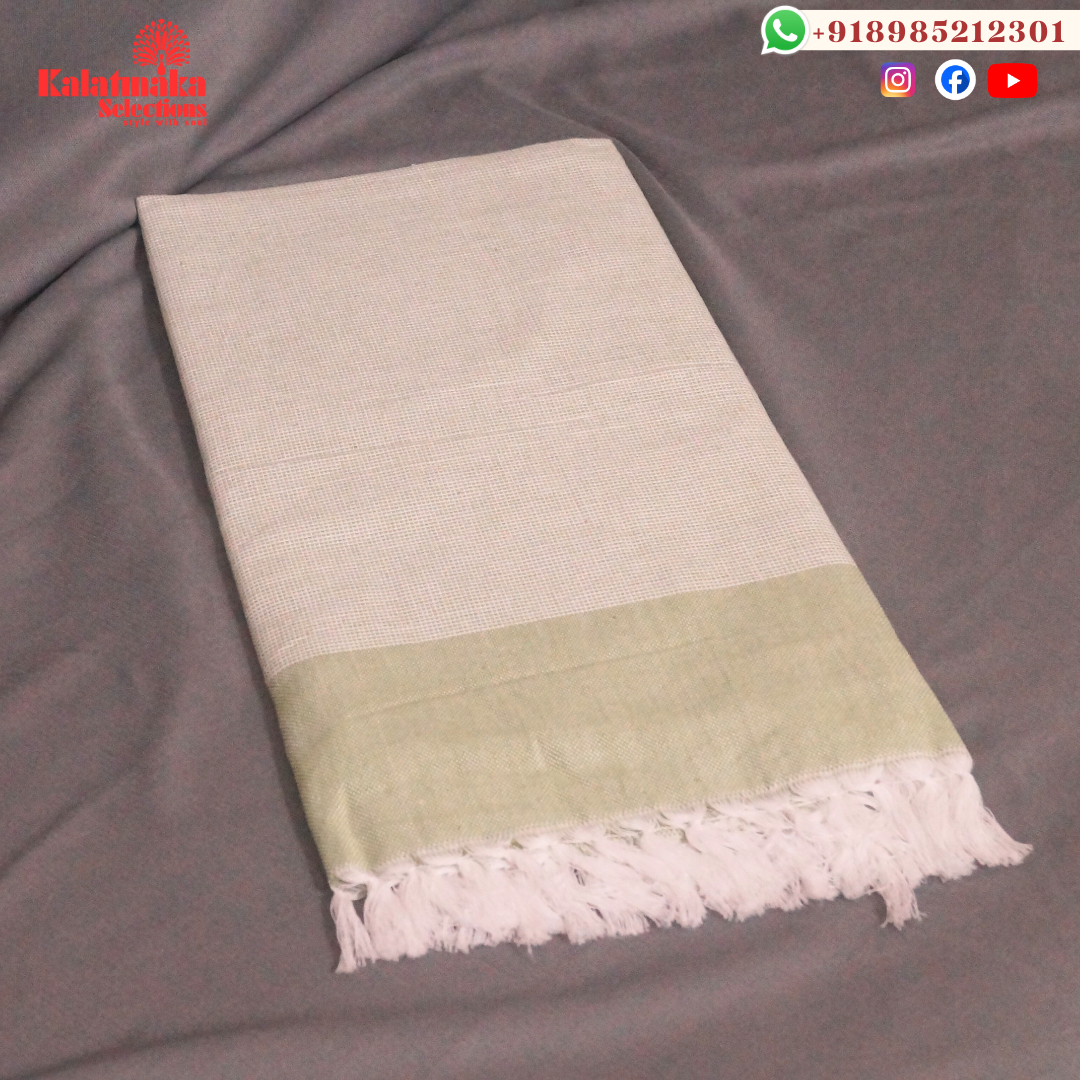 Classic Indian Pure Cotton Towels – Light Green and Green with Tassels (30x60)