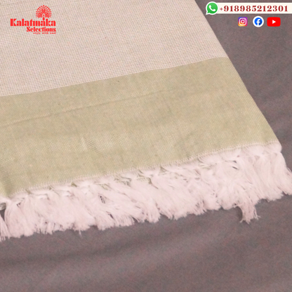 Classic Indian Pure Cotton Towels – Light Green and Green with Tassels (30x60)