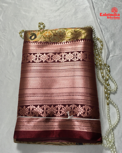 Mehandi Green and Copper Border Pattu Saree