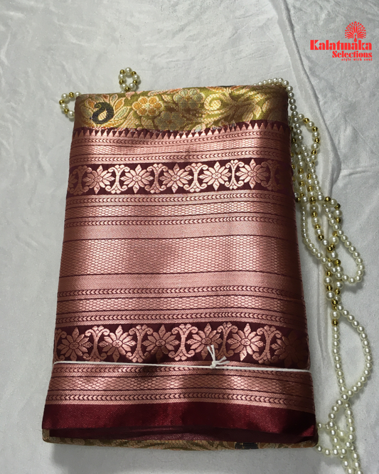 Mehandi Green and Copper Border Pattu Saree