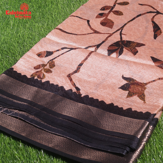 Brown Printed Zakkard Silk Saree