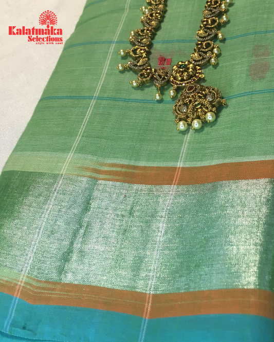Parrot Green Cotton Pure Saree