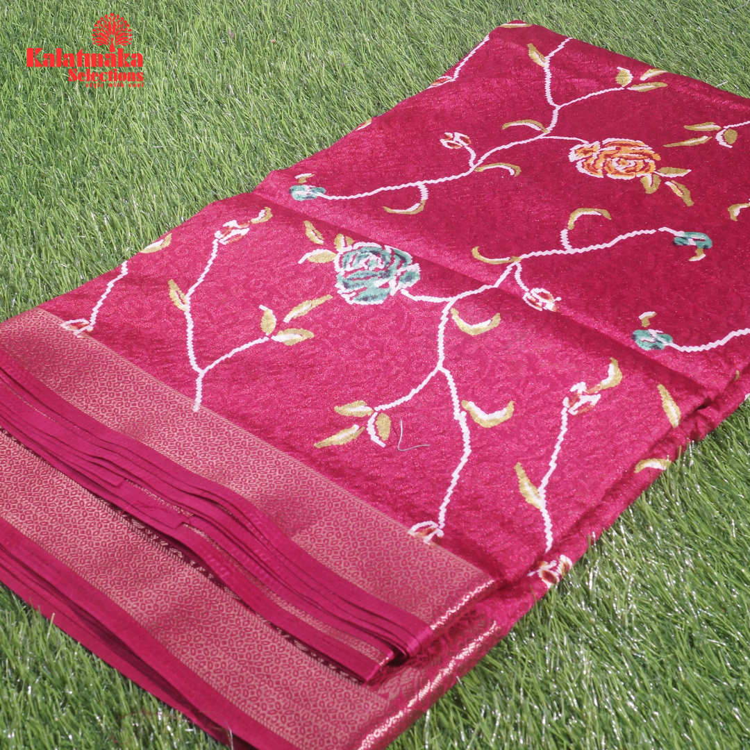 Purple Printed Zakkard Silk Saree