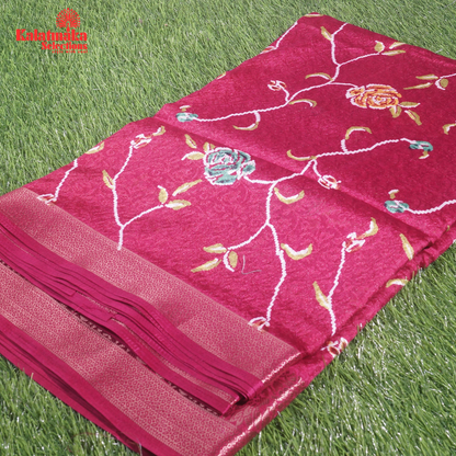 Purple Printed Zakkard Silk Saree