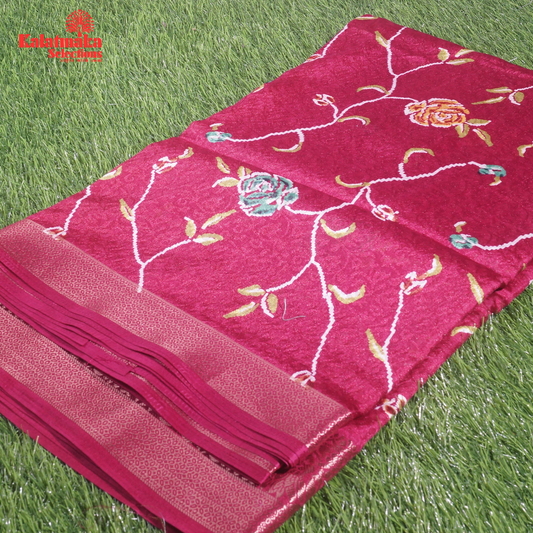Purple Printed Zakkard Silk Saree