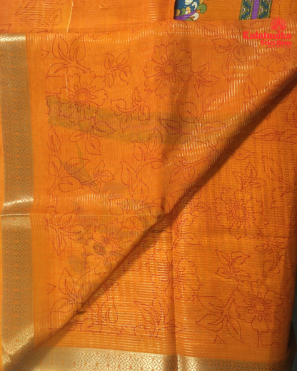 Vibrant Orange Fancy Saree
