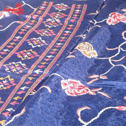 Dark Blue Printed Zakkard Silk Saree