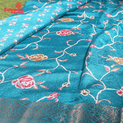 Sea Green Printed Zakkard Silk Saree