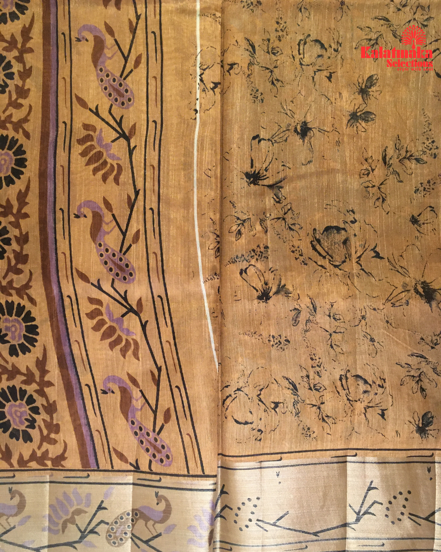 Teal and Brown Color Fancy Saree