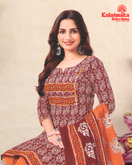 Vibrant Red Color Pure Cotton Dress Material