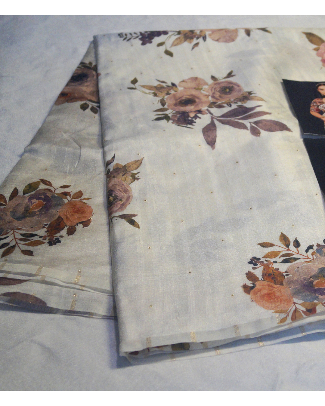 Banaras Soft Tasar Silk Saree with Tussles and Printed Blouse