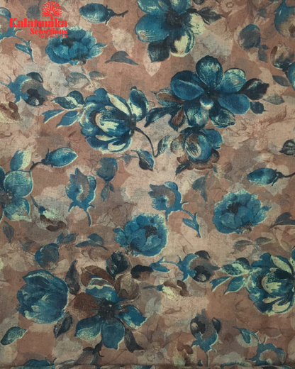 Puce Color Floral Linen Fancy Saree