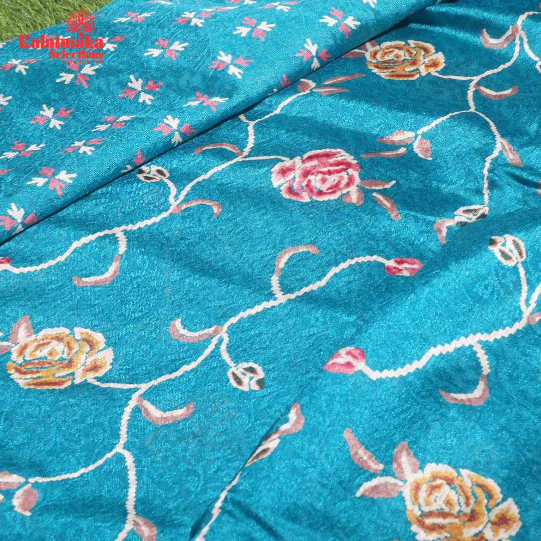 Sea Green Printed Zakkard Silk Saree