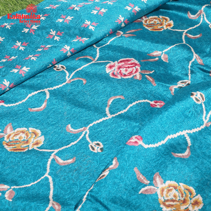 Sea Green Printed Zakkard Silk Saree