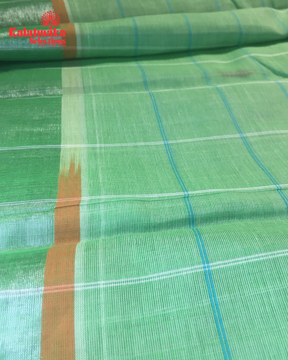 Parrot Green Cotton Pure Saree