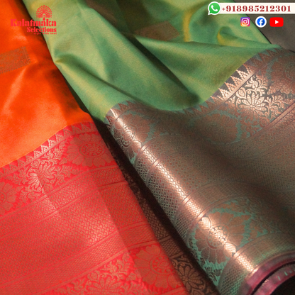 Green Uppada Soft Pattu Saree with all over Boota Design and Purple Mix Border with Tussels