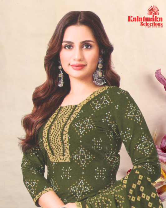 Dark Green Pure Cotton Dress Material