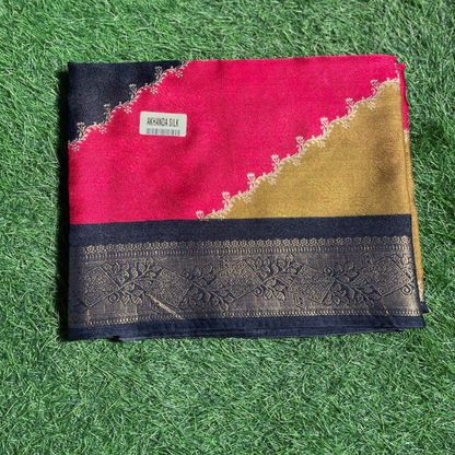 Multi Color Akhanda Silk Saree with Rich Silver Border