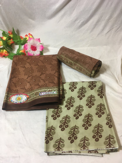 Brown and Grey Yellow Pure Cotton Dress Material