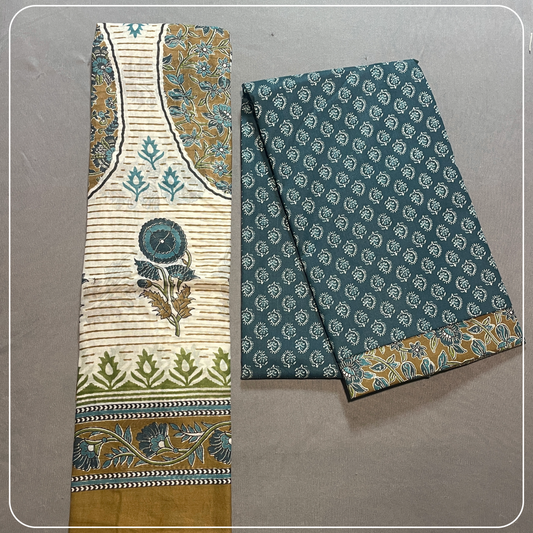 Peacock Blue Simple Butta Handloom cotton with all over design