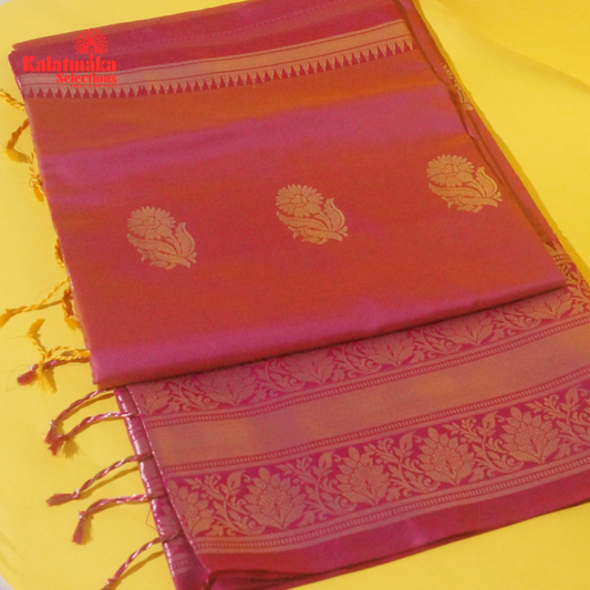 Pink Uppada Soft Pattu Saree with all over Boota Design and Tussels